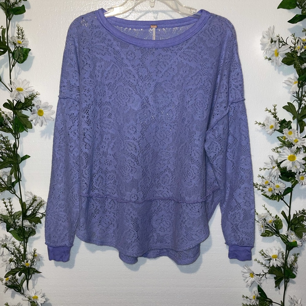 FREE PEOPLE- Felt Lace Sweater!
